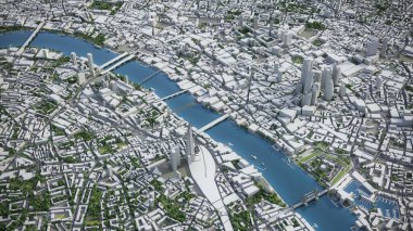 Londra - 3D şehir modeli hava görüntüleme