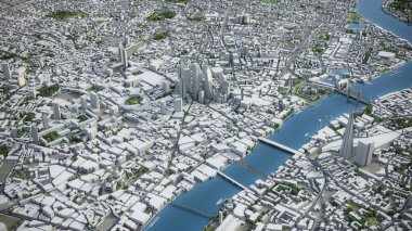 Londra - 3D şehir modeli hava görüntüleme