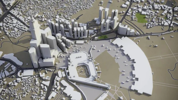 Mecca Rendering Aereo Modello Città — Foto Stock