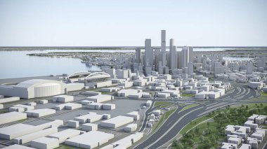 Seattle - 3D şehir modeli hava görüntüleme