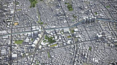 Seul - 3D şehir modeli hava görüntüleme
