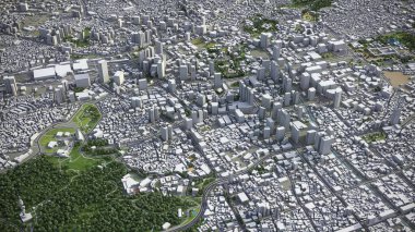 Seul - 3D şehir modeli hava görüntüleme