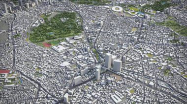 Shibuya - 3D şehir modeli hava görüntüleme