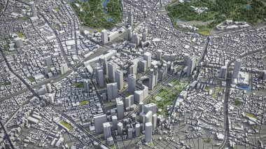 Shinjuku - 3D şehir modeli hava görüntüleme
