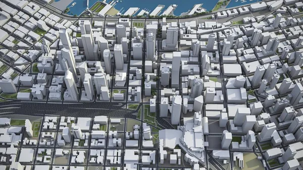 Seattle - 3D şehir modeli hava görüntüleme