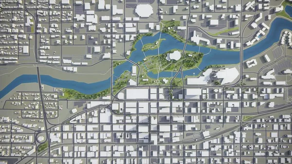 Spokane - 3D şehir modeli hava görüntüleme