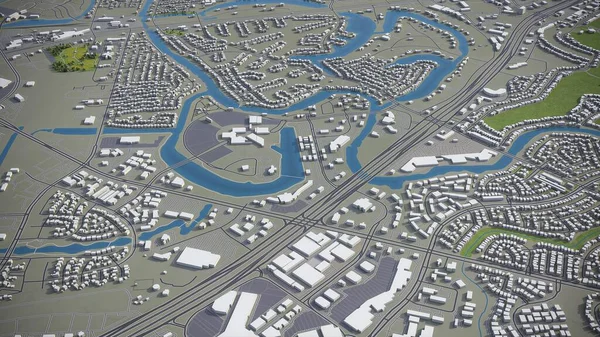 Sugar Land - 3D city model aerial rendering