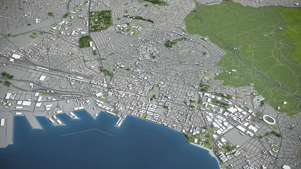 Selanik - 3D şehir modeli hava görüntüleme
