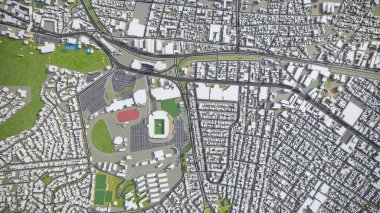 Tijuana - 3D city model aerial rendering clipart