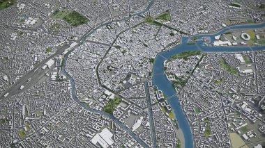Toulouse - 3D şehir modeli hava görüntüleme