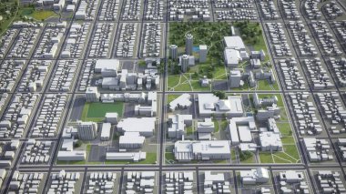 University of Wisconsin-Milwaukee - 3D city model aerial rendering clipart