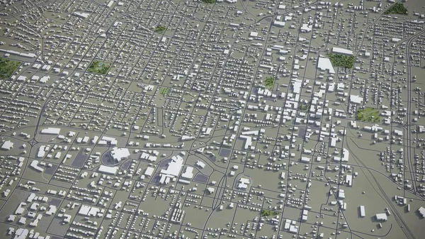 Tyler 3D城市模型空中渲染 — 图库照片