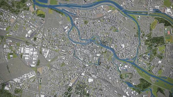 Wroclaw - 3D şehir modeli hava görüntüleme