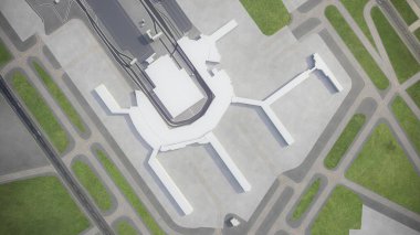 Baltimore - Washington International Thurgood Marshall Airport - 3D model aerial rendering clipart