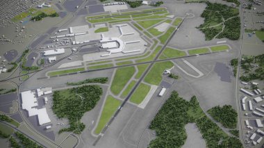 Baltimore - Washington International Thurgood Marshall Airport - 3D model aerial rendering clipart