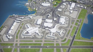 Boston Logan Uluslararası Havalimanı - 3D model hava görüntüleme