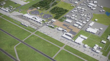 Casablanca Mohammed V Uluslararası Havalimanı - 3D model hava görüntüleme