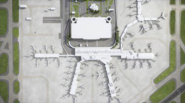 Charlotte Douglas Uluslararası Havalimanı - 3D model hava görüntüleme