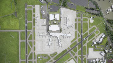 Charlotte Douglas Uluslararası Havalimanı - 3D model hava görüntüleme