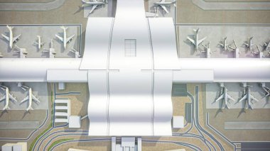 Doha Hamad Uluslararası Havalimanı - 3D model hava görüntüleme