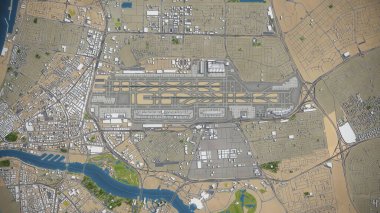 Dubai Uluslararası Havalimanı - 3D model hava görüntüleme