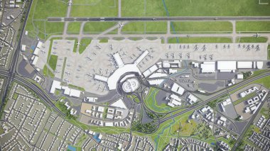 Düsseldorf Havaalanı - 3D model hava görüntüleme