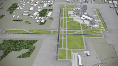 Grand Rapids Havaalanı - 3D model hava görüntüleme