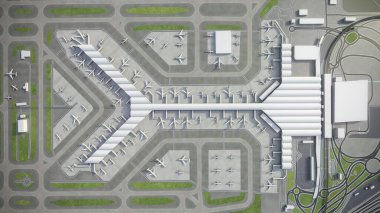 Hong Kong Uluslararası Havalimanı - 3D model hava görüntüleme