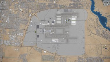 Jeddah King Abdulaziz Uluslararası Havalimanı - 3D model hava görüntüleme