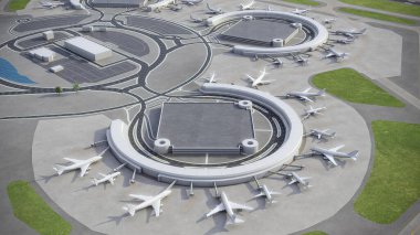Kansas City Uluslararası Havalimanı - 3D model hava görüntüleme
