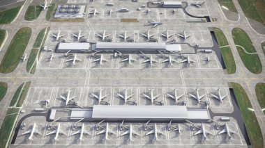 Londra Heathrow Havaalanı - 3D model hava görüntüleme