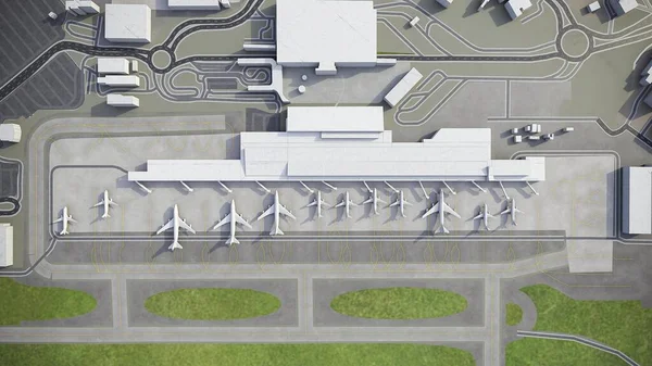 Аэропорт Аделаиды Модель Воздушного Рендеринга — стоковое фото