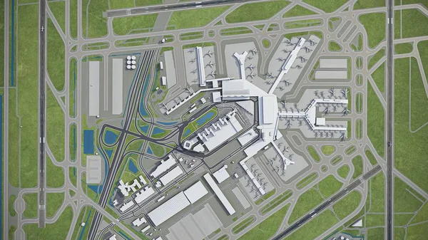 Amsterdam Schiphol Airport Modèle Rendu Aérien — Photo