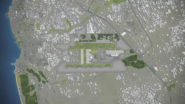安塔利亚机场3D模型空中渲染 — 图库照片