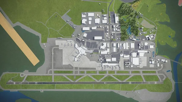 Аэропорт Окленда Модель Воздушного Рендеринга — стоковое фото