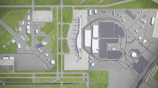 Austin - Bergstrom International Airport - 3D model aerial rendering