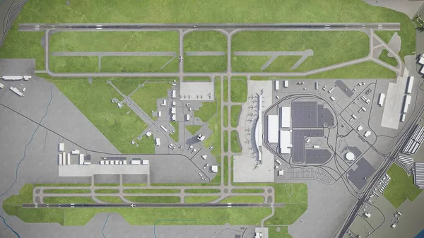 Austin Bergstrom国际机场 3D模型空中渲染 — 图库照片