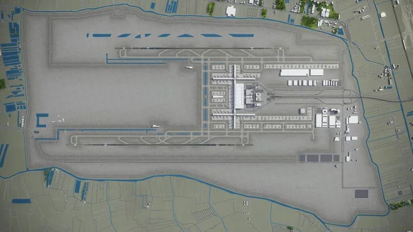 Бангкок Аэропорт Суварнабхуми Модель Воздушного Рендеринга — стоковое фото