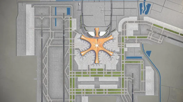 Aeroporto Internazionale Pechino Daxing Modello Rendering Aereo — Foto Stock