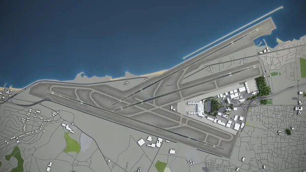 贝鲁特 拉菲克 哈里里国际机场 三维模型空中渲染 — 图库照片