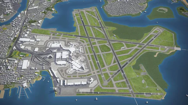 Boston Logan International Airport Model Luchtweergave — Stockfoto