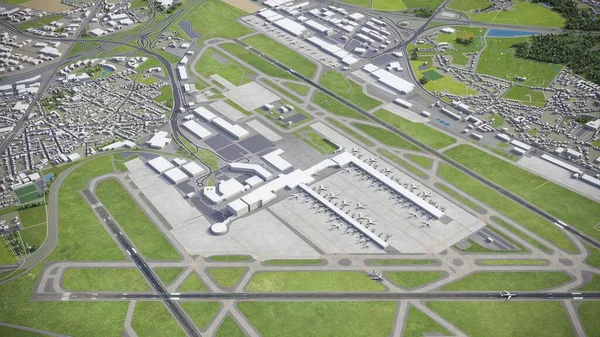 Brussels Airport Model Luchtweergave — Stockfoto
