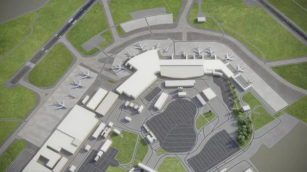 Buenos Aires Ezeiza Havaalanı - 3D model hava görüntüleme