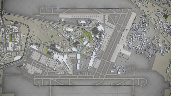 开罗机场 3D模型空中渲染 — 图库照片