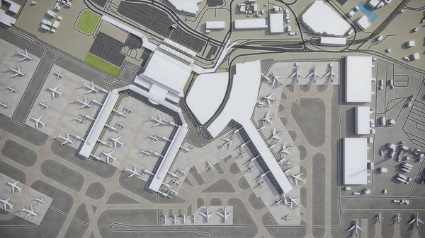 开罗机场 3D模型空中渲染 — 图库照片