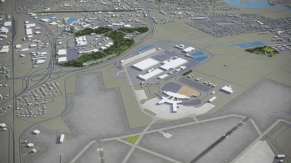 Міжнародний Аеропорт Чарльстона Модель Повітряного Рендеринга — стокове фото
