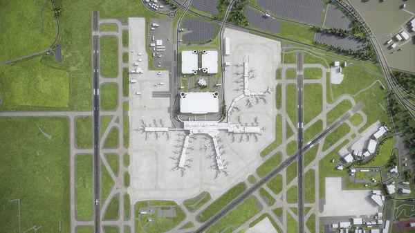 Charlotte Douglas Uluslararası Havalimanı Model Hava Görüntüleme — Stok fotoğraf