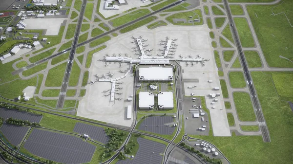 Aeropuerto Internacional Charlotte Douglas Modelo Representación Aérea — Foto de Stock