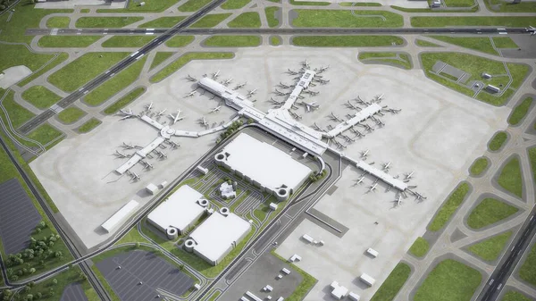 Aeropuerto Internacional Charlotte Douglas Modelo Representación Aérea — Foto de Stock