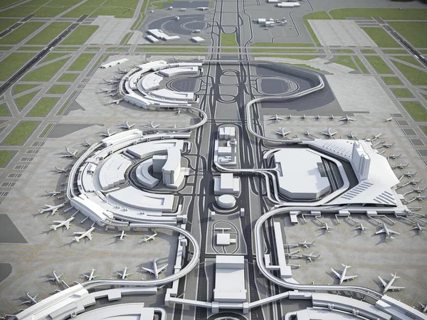 Dallas Fort Worth International Airport Model Leteckého Vykreslování — Stock fotografie